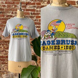 Vintage 1987 Sagebrush Constitution Games Graphic Tee shirt